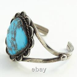 Vintage Navajo Turquoise Pyrite Native American Cuff Bracelet Sterling Silver