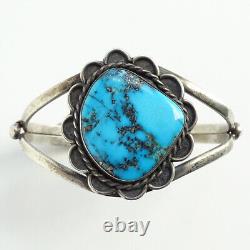 Vintage Navajo Turquoise Pyrite Native American Cuff Bracelet Sterling Silver