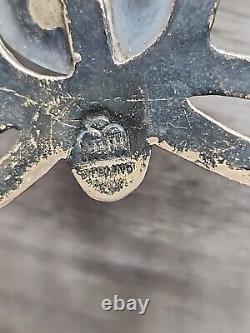 Vintage Navajo Turquoise Sand Cast Belt Buckle Sterling Silver 61.76g