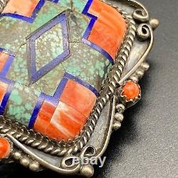Vintage Navajo Turquoise Spiny Oyster Lapis Sterling Silver Bolo 36
