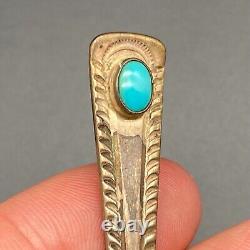 Vintage Navajo Turquoise Spoon Hand Stamped Silver