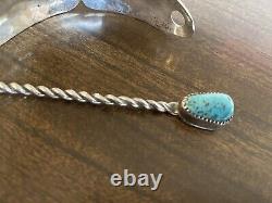 Vintage Navajo Turquoise Sterling Hair Stick Comb Barrette Jewelry Signed