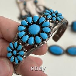 Vintage Navajo Turquoise Sterling Silver Cuff Bracelet Rings Earring Lot Chunky