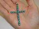 Vintage Navajo Turquoise & sterling silver Cross Pendant Signed LN