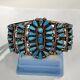 Vintage Navajo Victor Moses Begay Sterling Turquoise Petit Point Cuff Bracelet