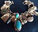 Vintage Navajo Zuni Native American Sterling Silver Turquoise 25 Charm Bracelet