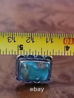 Vintage Royston Turquoise Navajo Ring Sterling Silver Handmade Saddle Band