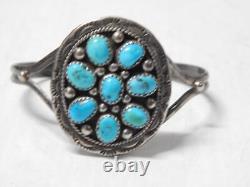 Vintage Showy + Nice Navajo Indian Sterling Multiple Turquoise Stones Bracelet