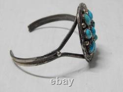 Vintage Showy + Nice Navajo Indian Sterling Multiple Turquoise Stones Bracelet