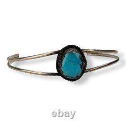 Vintage Southwestern Native American Navajo Thin Dainty Turquoise Cuff