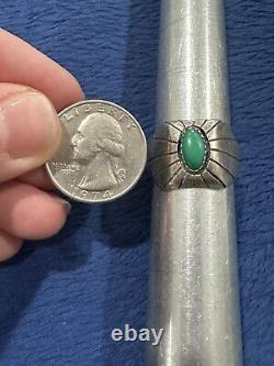 Vintage Sterling Silver 925 Signed P Oval Navajo Turquoise Ring Size 10.25