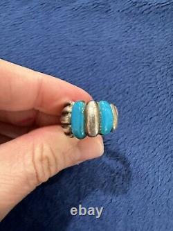 Vintage Sterling Silver Ted Ott Navajo Turquoise Native American Ring 8.25