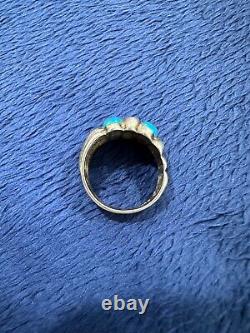 Vintage Sterling Silver Ted Ott Navajo Turquoise Native American Ring 8.25