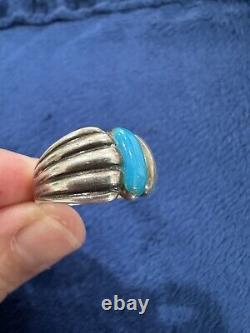 Vintage Sterling Silver Ted Ott Navajo Turquoise Native American Ring 8.25