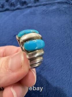 Vintage Sterling Silver Ted Ott Navajo Turquoise Native American Ring 8.25