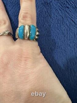 Vintage Sterling Silver Ted Ott Navajo Turquoise Native American Ring 8.25