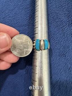 Vintage Sterling Silver Ted Ott Navajo Turquoise Native American Ring 8.25