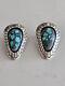Vintage Tommy Jackson Navajo Turquoise Sterling Silver Clip on Earrings