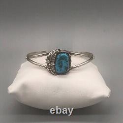 Vintage Turquoise Cuff Bracelet Sterling Silver Navajo Native American 6.75
