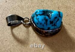 Vintage VB Vernon Begay Navajo Native American Sterling Turquoise NUGGET PENDANT