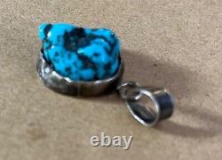 Vintage VB Vernon Begay Navajo Native American Sterling Turquoise NUGGET PENDANT