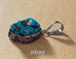 Vintage VB Vernon Begay Navajo Native American Sterling Turquoise NUGGET PENDANT