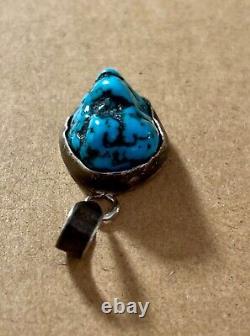 Vintage VB Vernon Begay Navajo Native American Sterling Turquoise NUGGET PENDANT