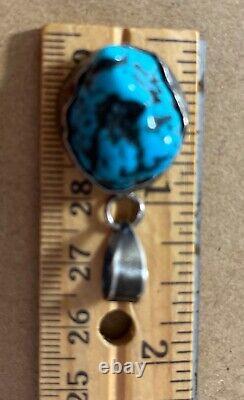 Vintage VB Vernon Begay Navajo Native American Sterling Turquoise NUGGET PENDANT