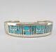 Vtg Henry Mariano Navajo Sterling Silver Morenci Turquoise Flush Cuff Bracelet