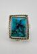 Vtg Navajo Sterling Silver Blue Webbed Bisbee Beauty Turquoise Stamped Ring