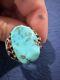 Vtg Sterling Silver Navajo Modernist Turquoise Nugget Ring Sz 9.75, 12.8g