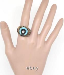 Vtg Sterling Silver Navajo Ring by Silver Ray S RAY with Turquoise Quartz Ring 10